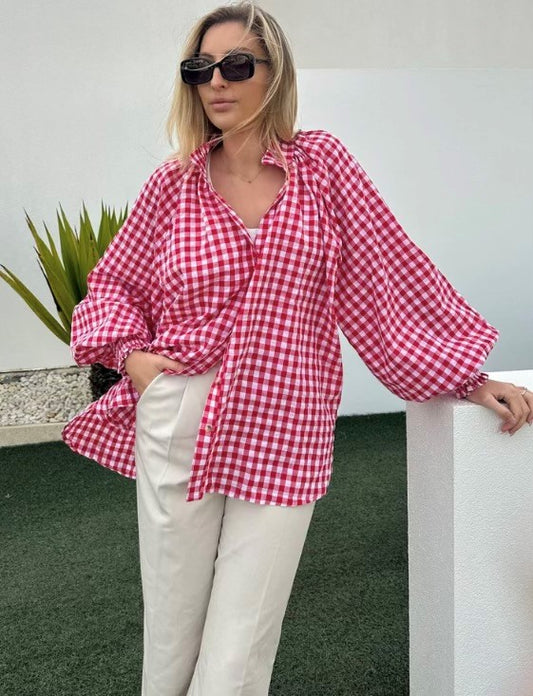 Kiik Luxe Red gingham Top