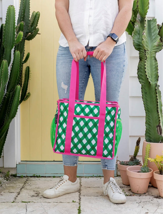 Sista&Co. Mid-Size Cooler Bag Green & Raspberry