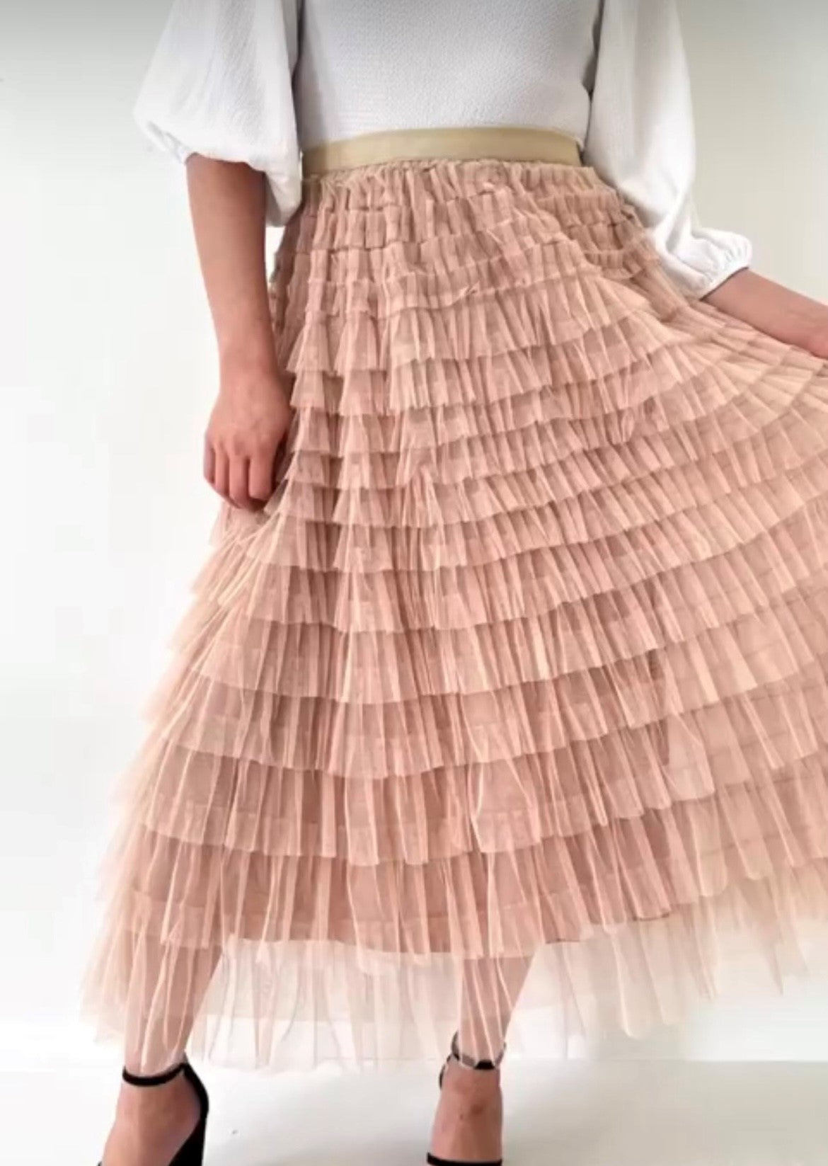 Fria the Label S7203 Ballet Pink Tulle Tiered Skirt