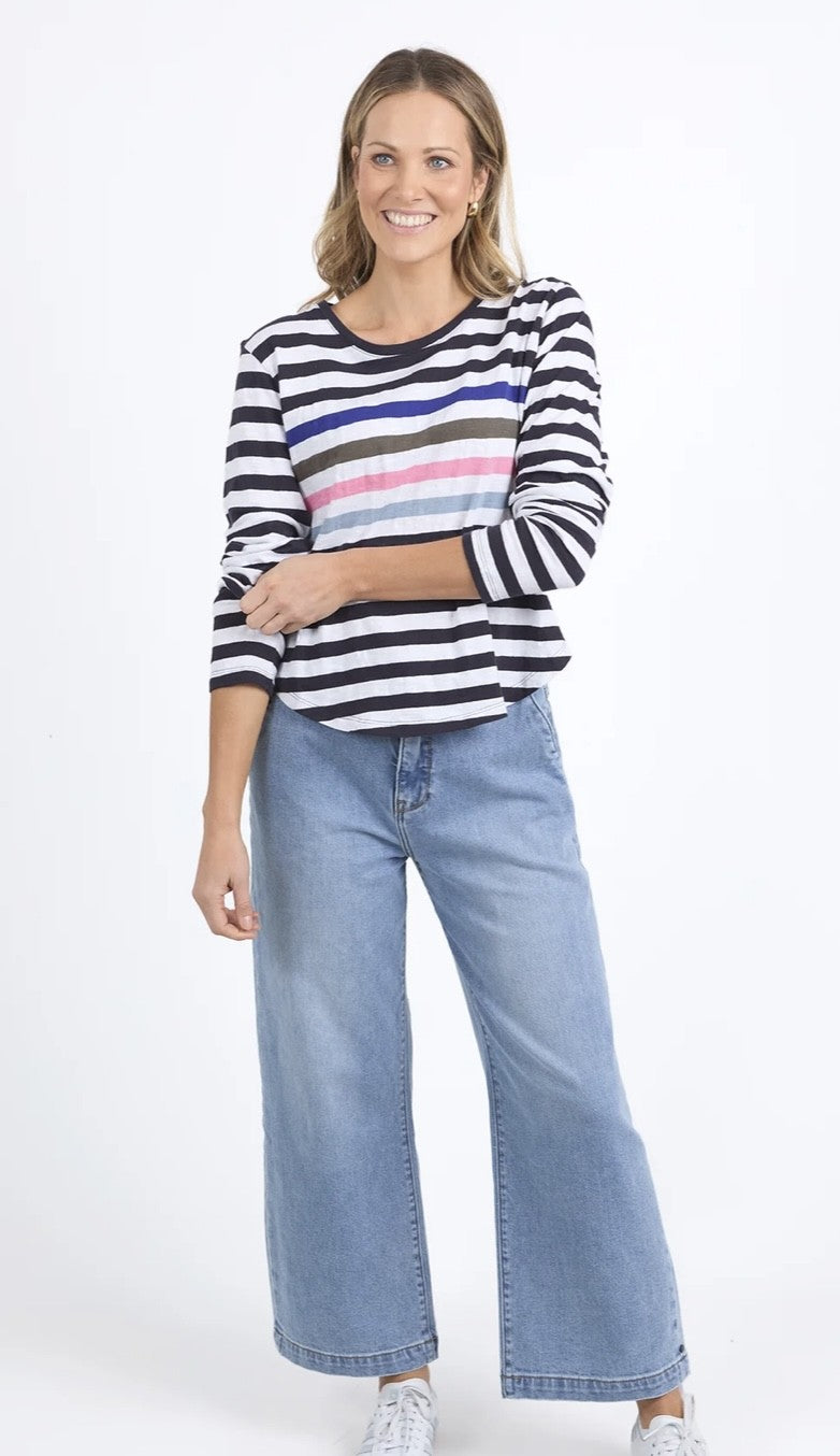 ELM Harmony Long Sleeve Tee Navy & White Stripe 8118037.MULT