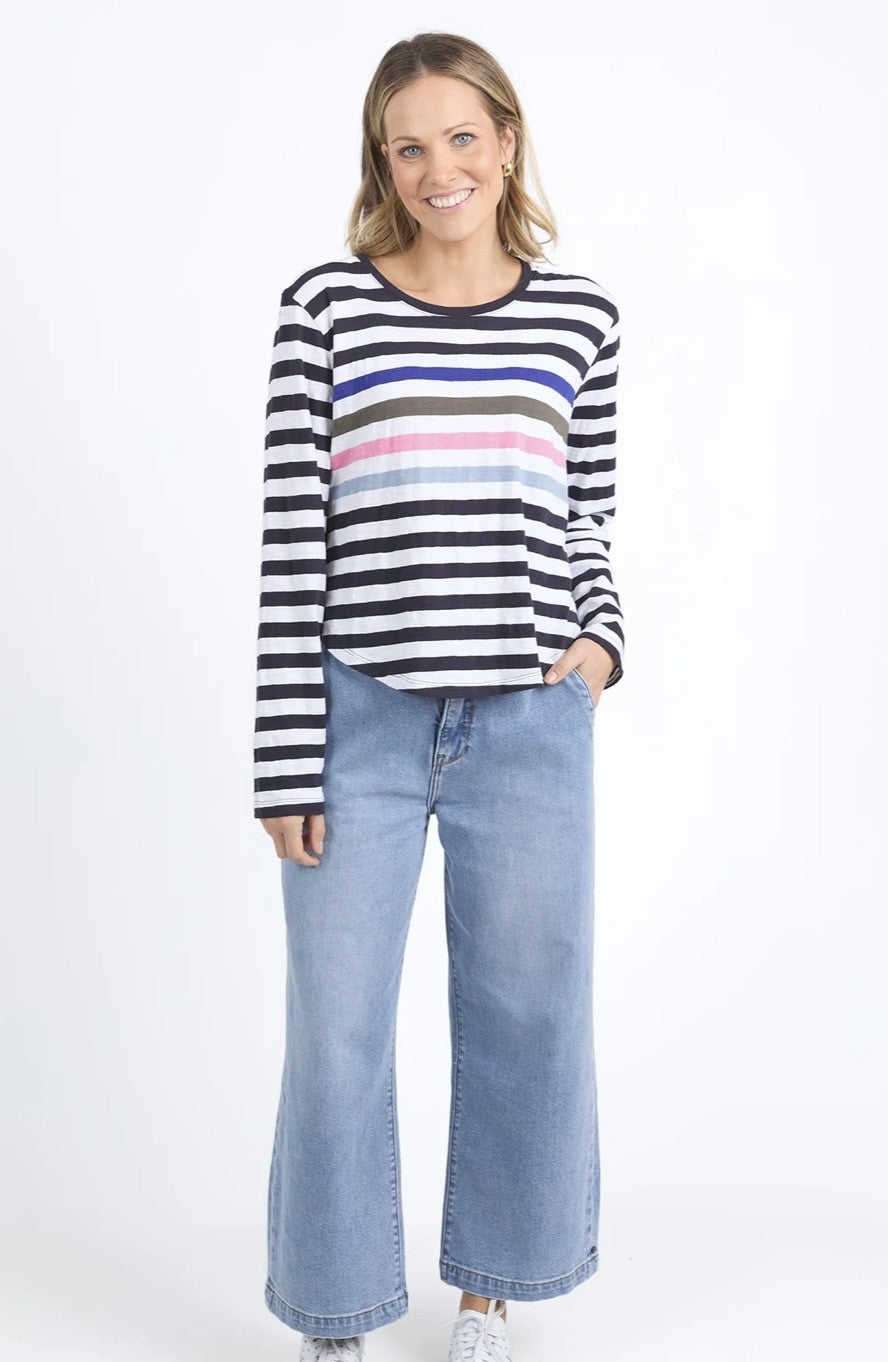 ELM Harmony Long Sleeve Tee Navy & White Stripe 8118037.MULT