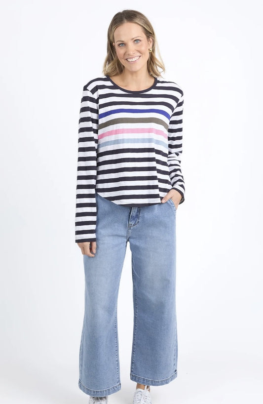 ELM Harmony Long Sleeve Tee Navy & White Stripe 8118037.MULT