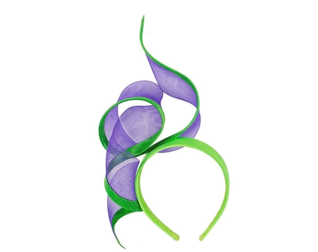 Sculptured Purple & Lime Racing Fascinator
