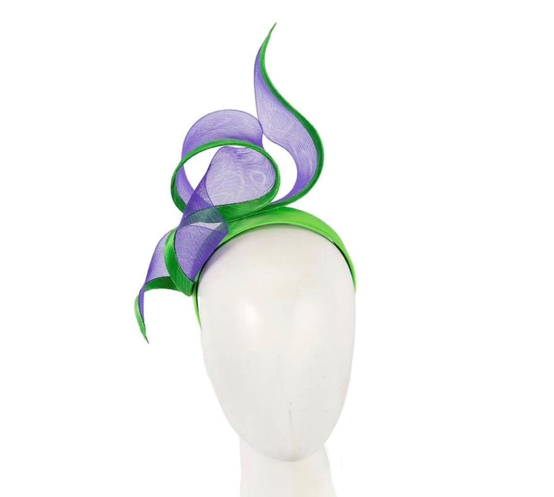 Sculptured Purple & Lime Racing Fascinator