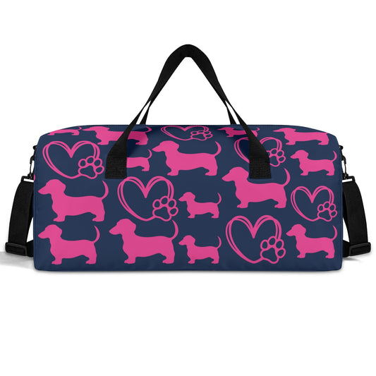 Pink/Navy Dachshund Duffle Bag