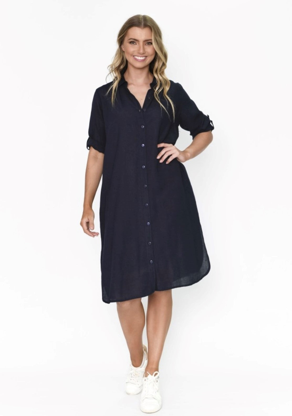 One Summer Luly Shirt Dress - Navy
