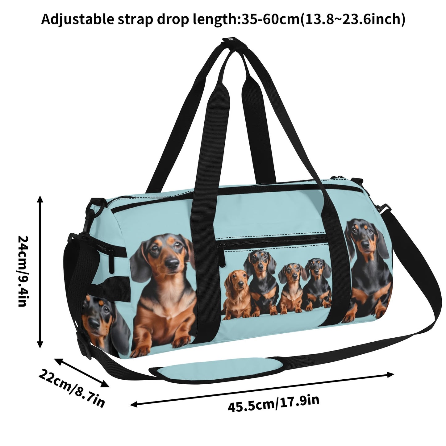 Blue Dachshund Duffle Bag