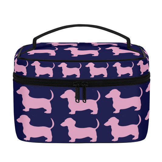 Navy/Pink Dachshund Cosmetics Bag