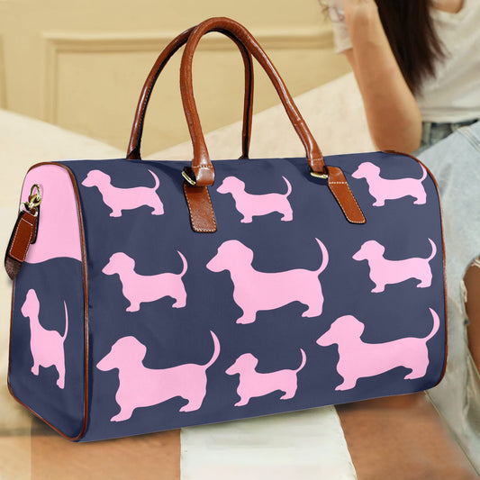 Sutton Sisters Australia Dachshund Navy and Pink Large Travel Bag