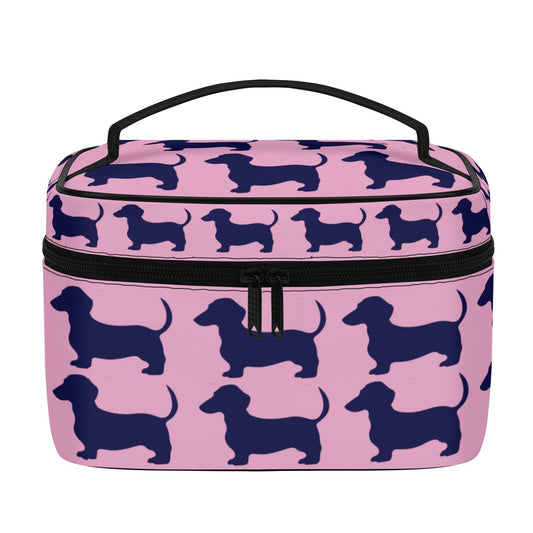 Pink/Navy Dachshund Cosmetics Bag