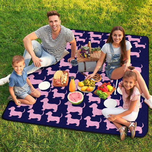 Sutton Sisters Australia Navy & Pink Dachshund Massive 2M x 2M Picnic Mat