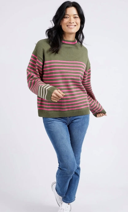 Elm Penny Knit Clover & Pink Stripe 8138093.CLO