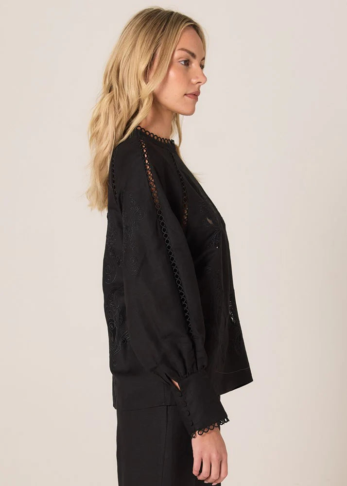 Fate + Becker Aven Embroidered Blouse - Black