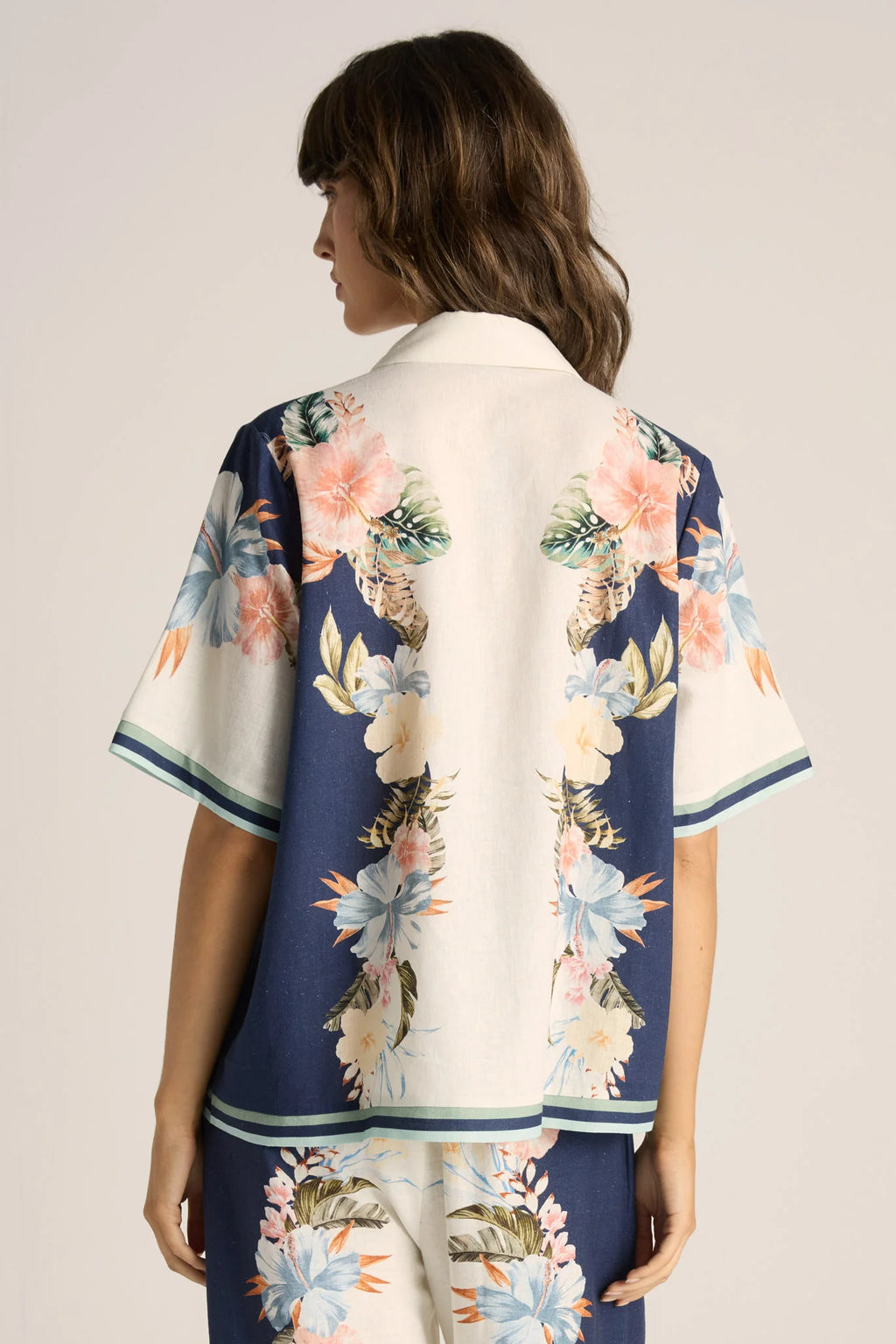 Fate + Becker Solara Placement Print Collared Shirt - Navy Print