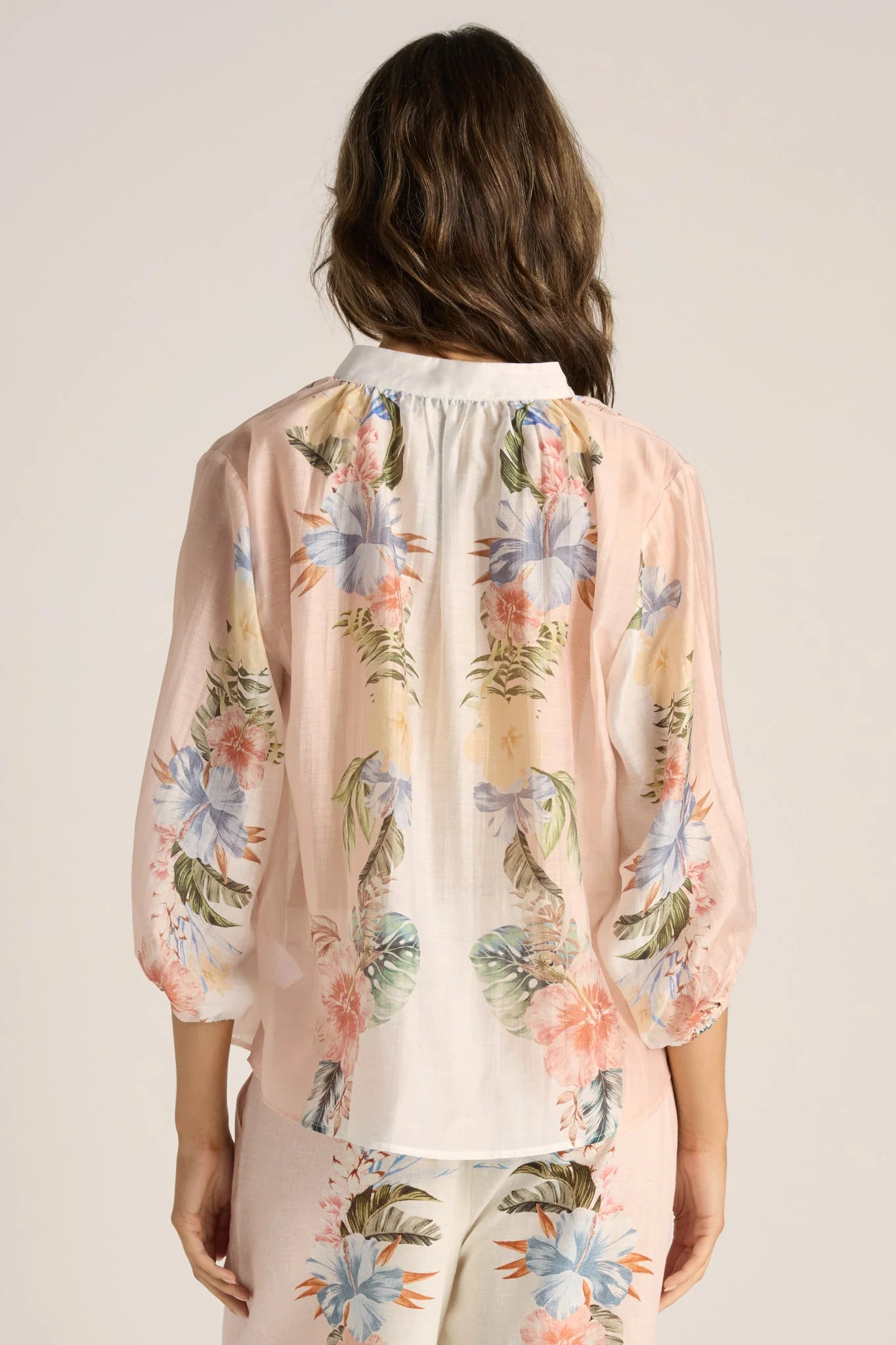 Fate + Becker Solara Split Neck Blouse - Pink Print