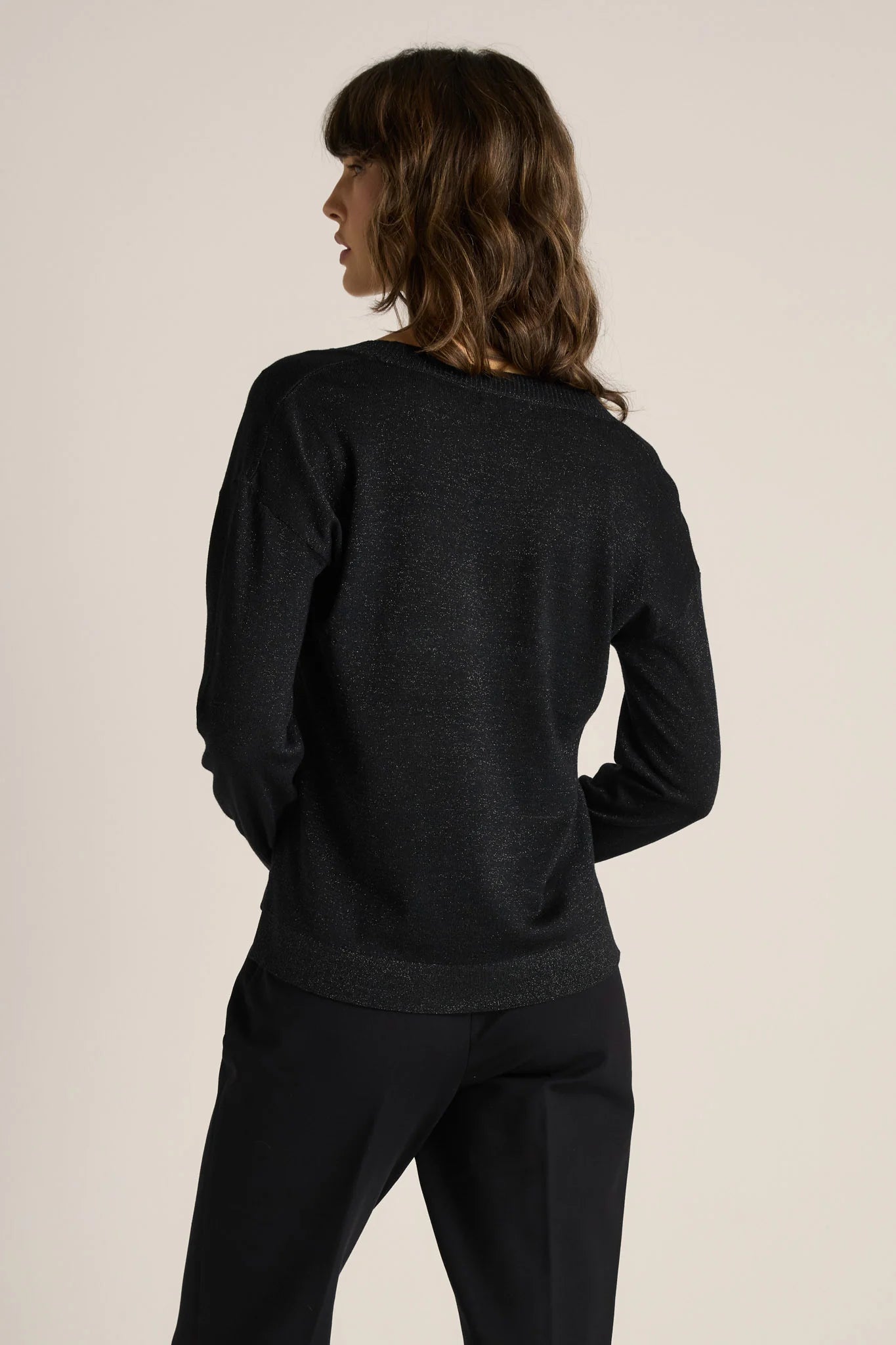 Fate + Becker Oriane Sparkle V-Neck Knit - Black