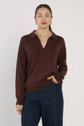 Fate + Becker Solenne Polo Knit - Chocolate