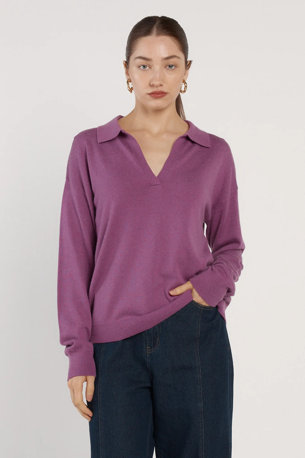 Fate + Becker Solenne Polo Knit - Magenta