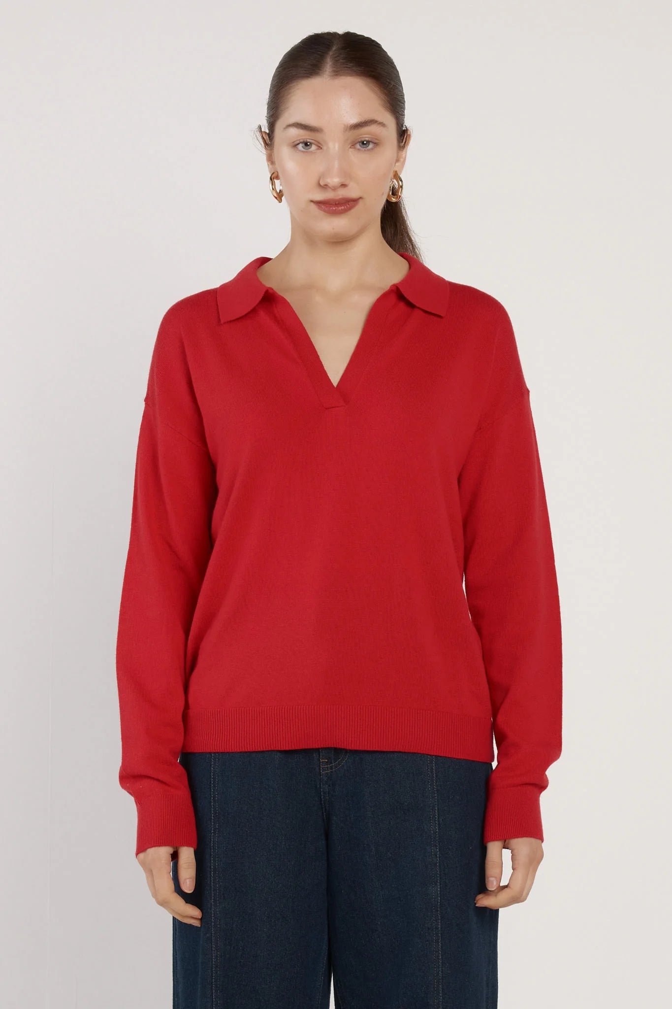 Fate + Becker Solenne Polo Knit - Red