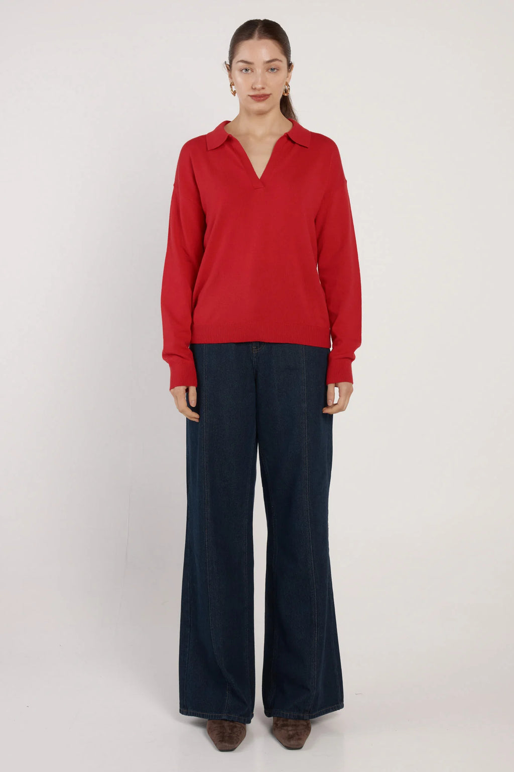 Fate + Becker Solenne Polo Knit - Red
