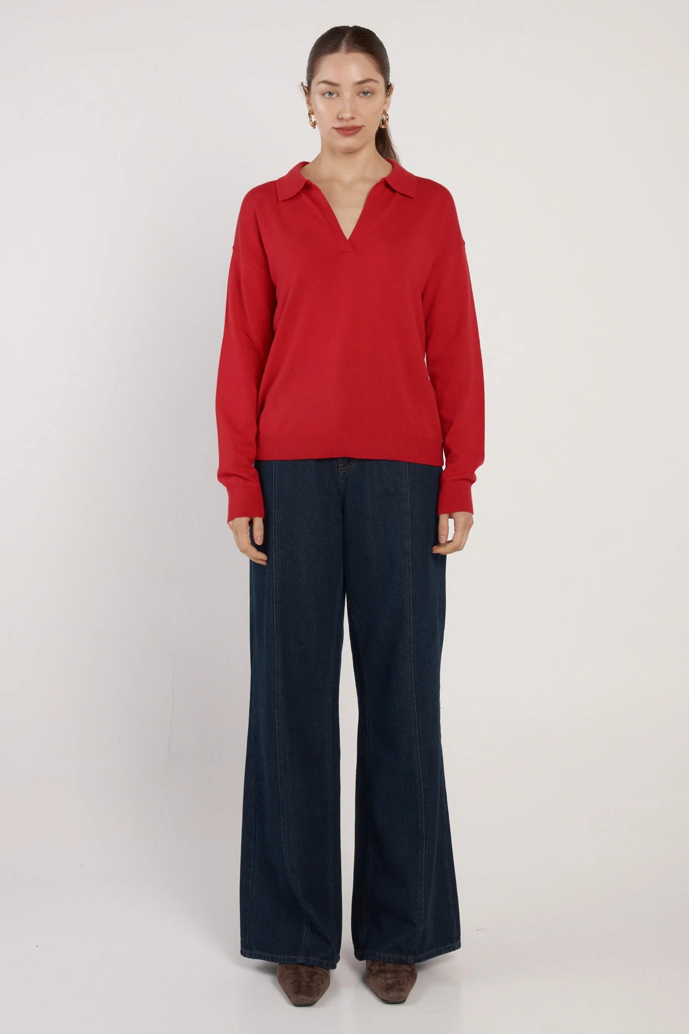 Fate + Becker Solenne Polo Knit - Red