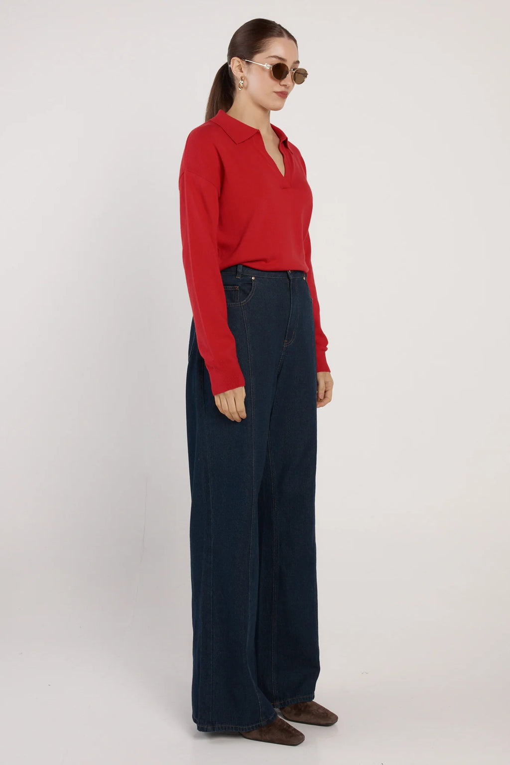 Fate + Becker Solenne Polo Knit - Red