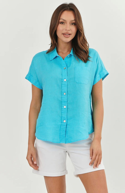 Enveloppe Linen Shirt - Turquoise