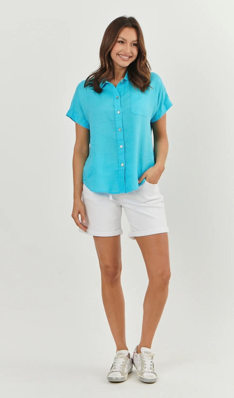 Enveloppe Linen Shirt - Turquoise