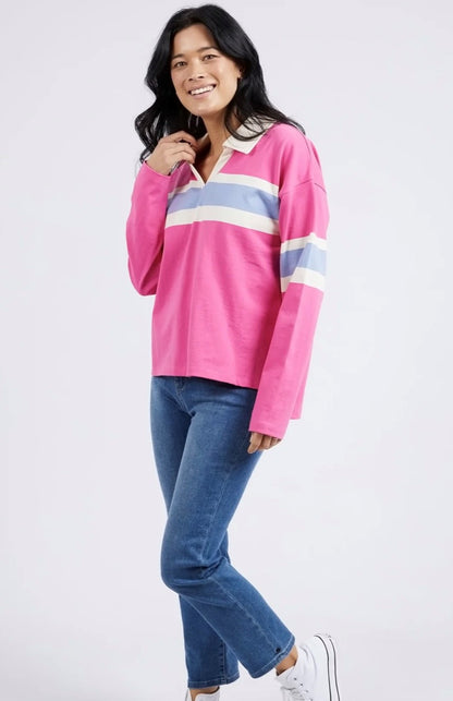 Elm Compass Long Sleeve Rugby Shocking Pink 8138086.SHOC