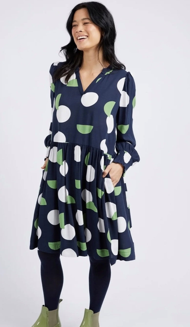 Elm Stormy Spot Dress Navy Spot Print 8138036.NAVY