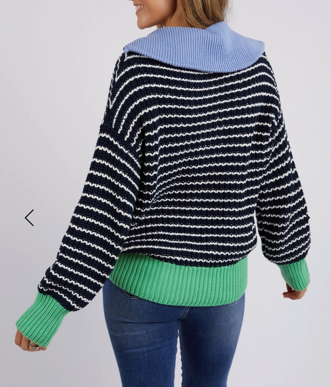 Elm Brook Knit Navy & Pearl Stripe 8138034.NAVY