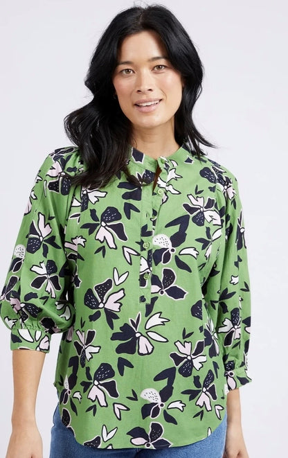 Elm Idyll Floral Shirt Jungle Green Floral 8138005.JUN