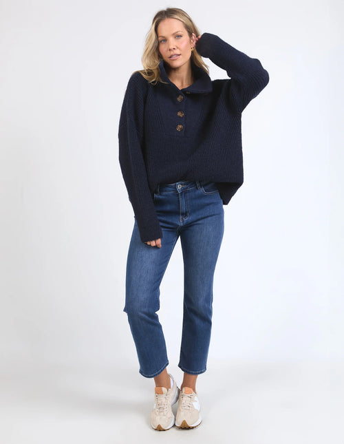 ELM Bron Button Knit Dark Sapphire 8139031.NAVY