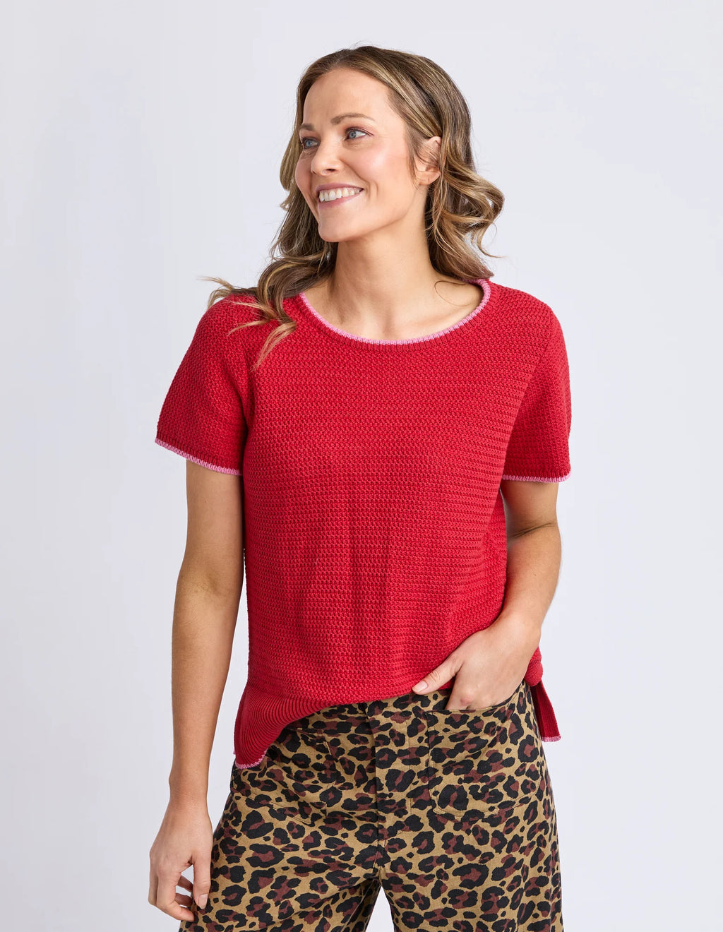 ELM Camellia Short Sleeve Knit Cranberry 8158012.CRAN
