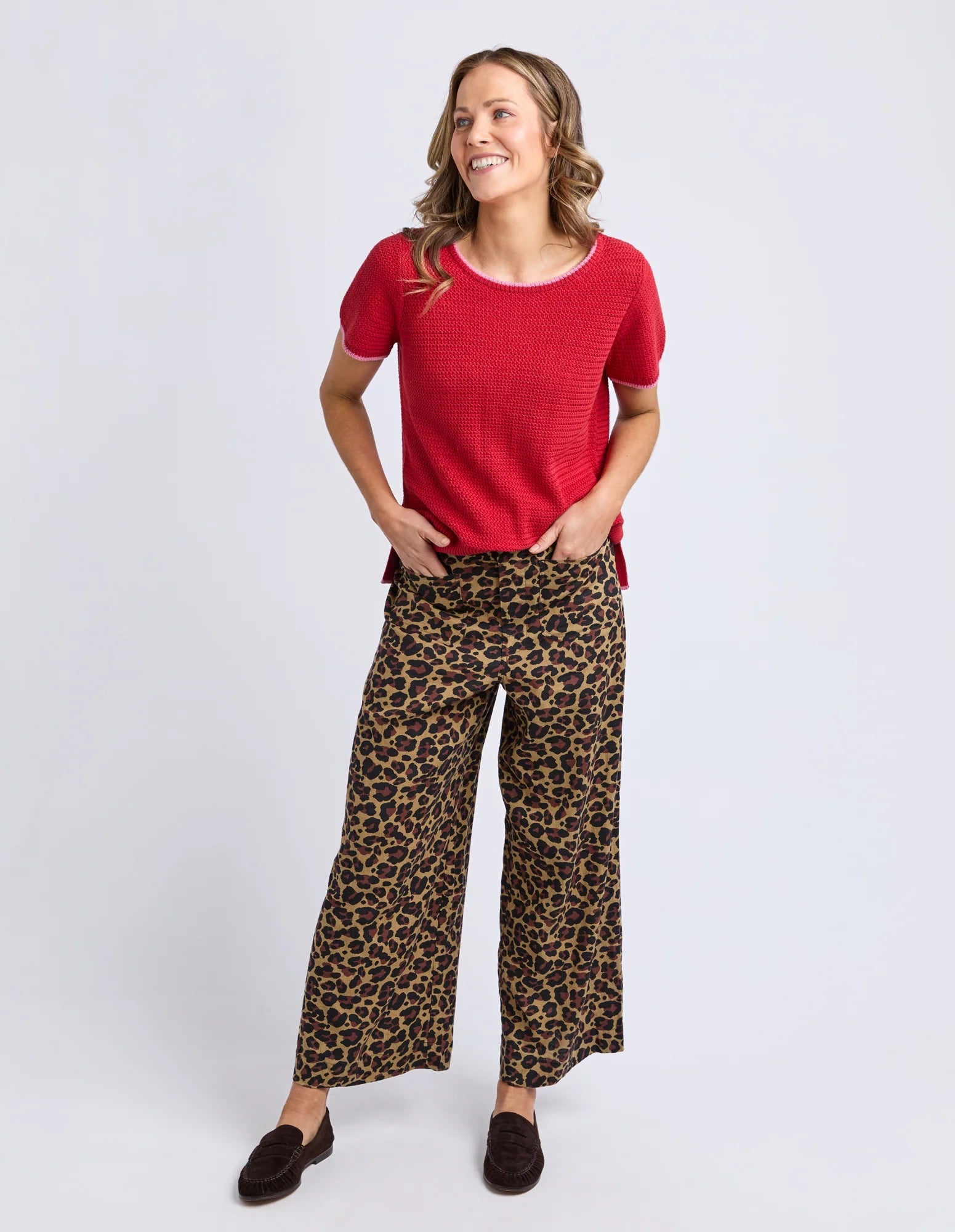 ELM Camellia Short Sleeve Knit Cranberry 8158012.CRAN