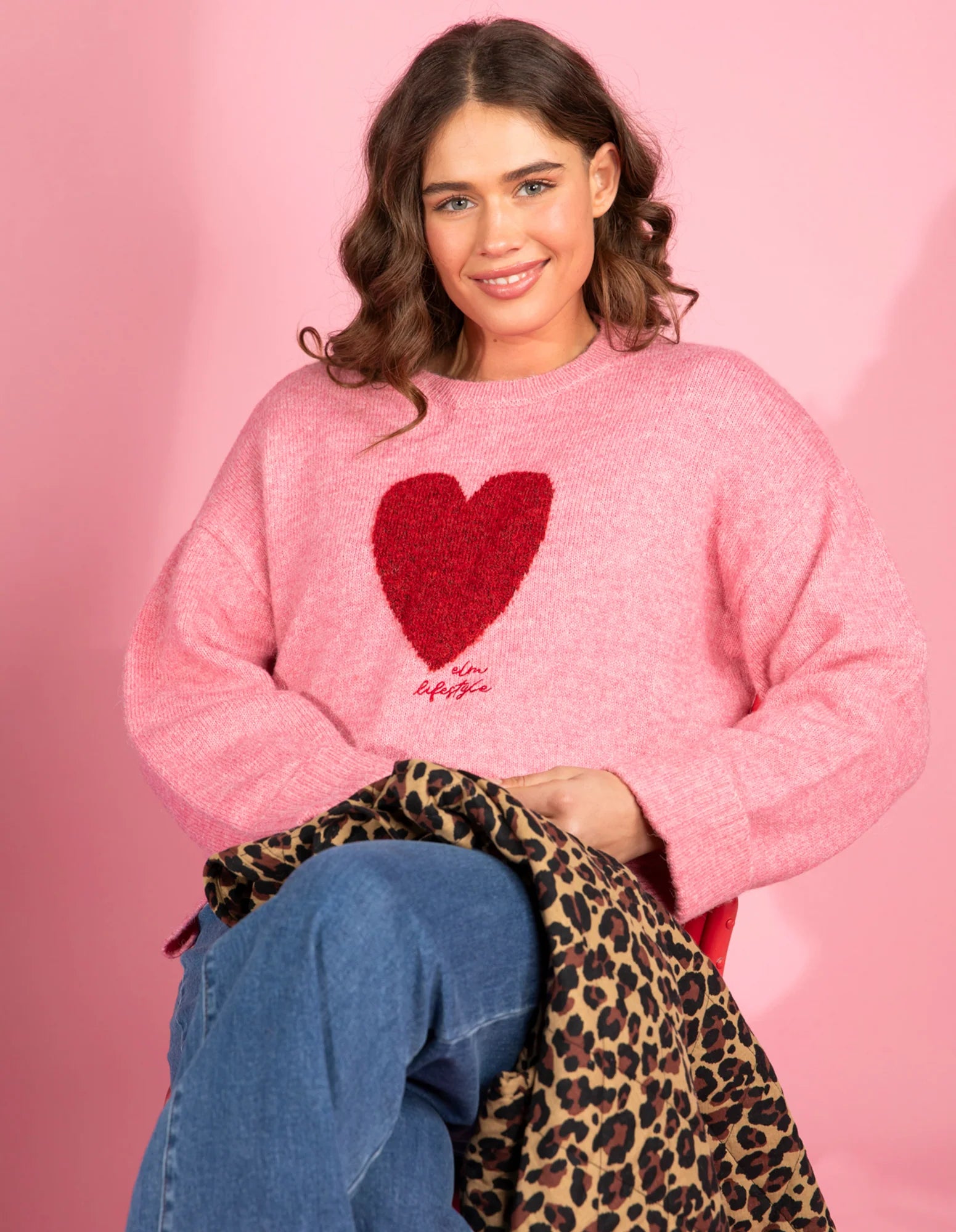 ELM Intarsia Heart Knit Quartz Pink 8177007.QRTZ