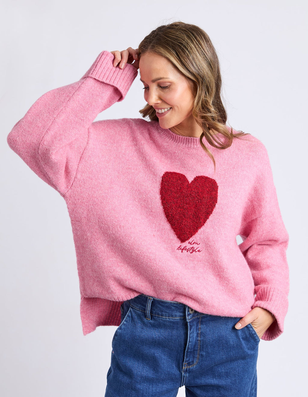 ELM Intarsia Heart Knit Quartz Pink 8177007.QRTZ