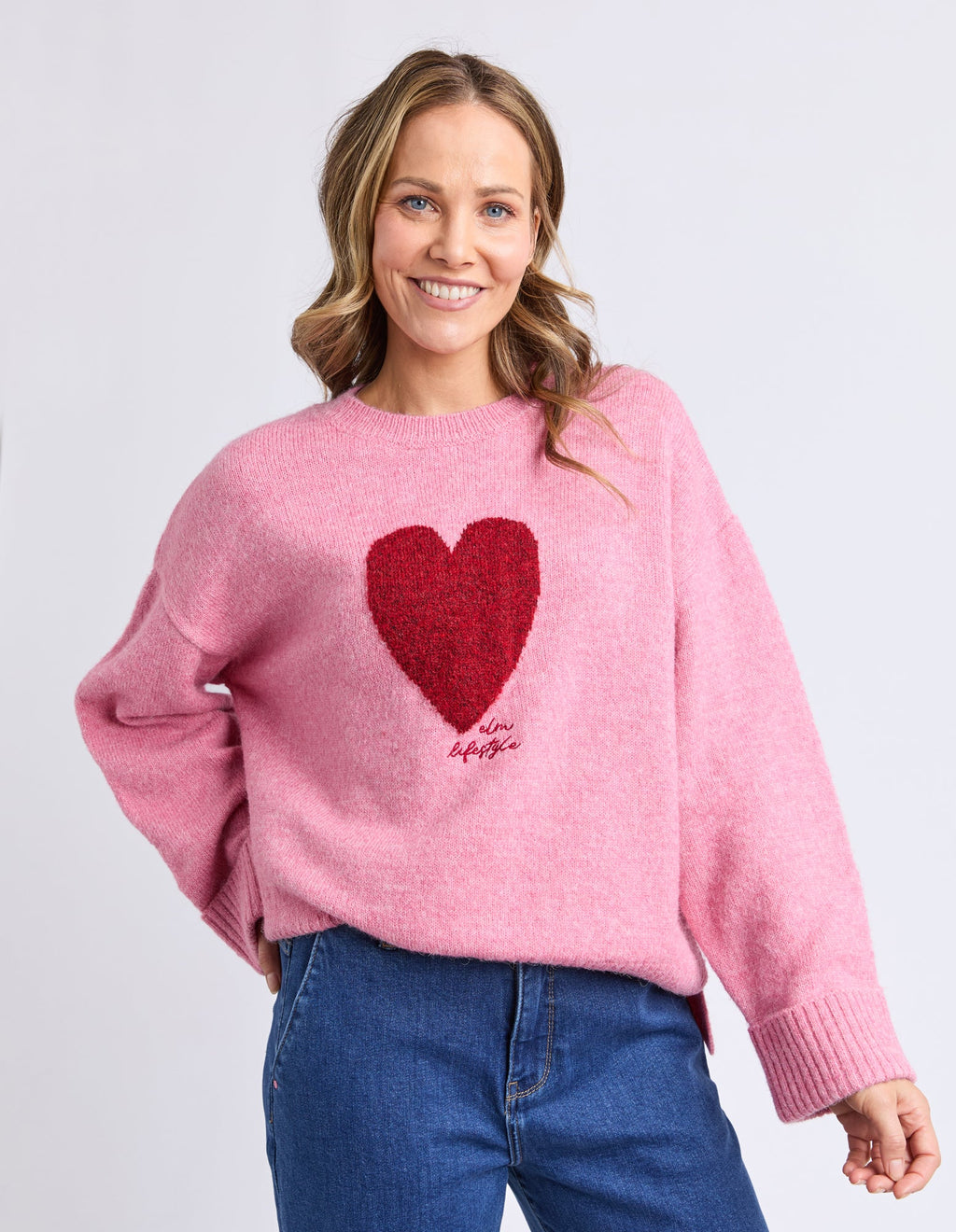 ELM Intarsia Heart Knit Quartz Pink 8177007.QRTZ
