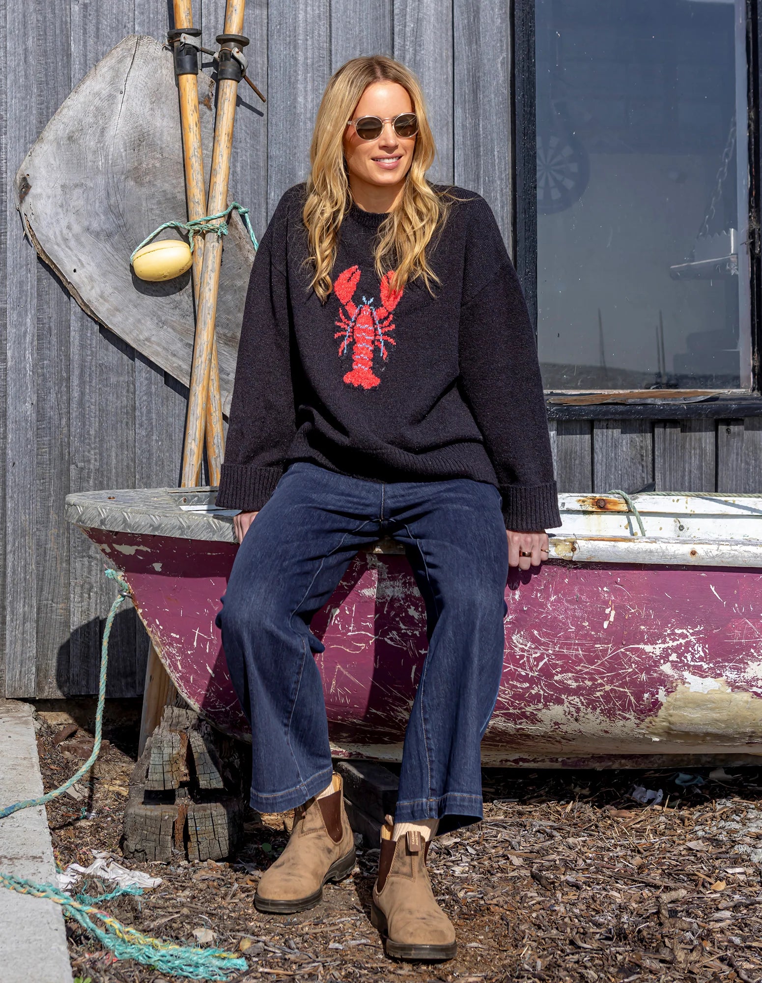 ELM Lobster Intarsia Knit Classic Navy 8177032.CNAV