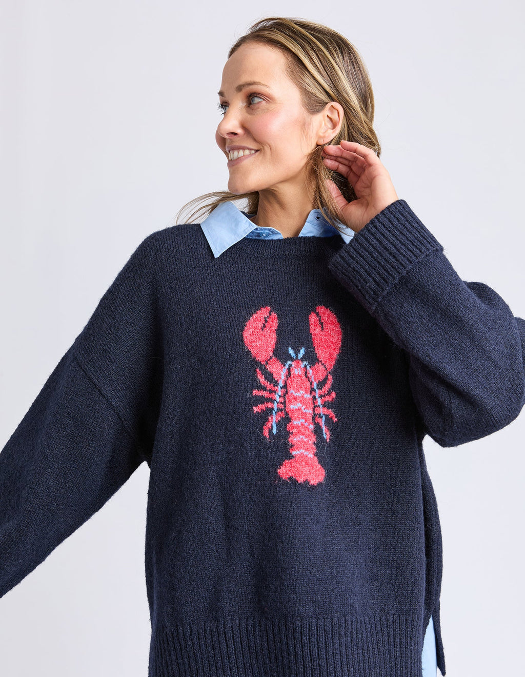 ELM Lobster Intarsia Knit Classic Navy 8177032.CNAV