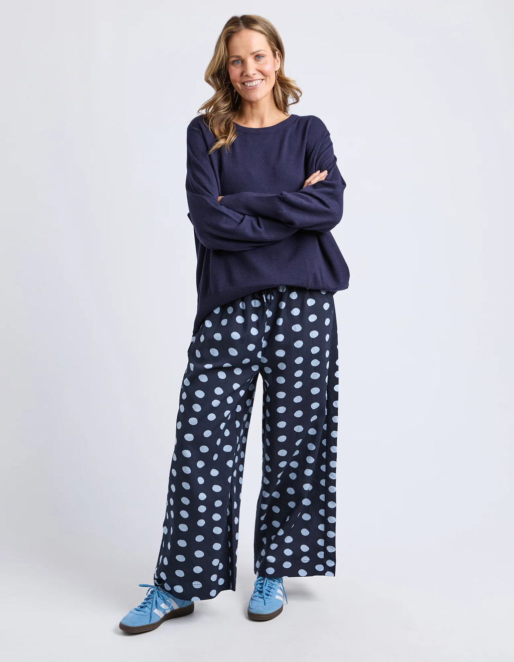 ELM Sunny Long Sleeve Knit Top Classic Navy 8177038.CNAV