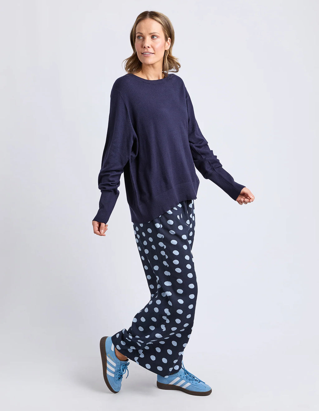 ELM Sunny Long Sleeve Knit Top Classic Navy 8177038.CNAV