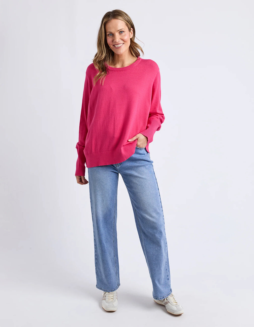 ELM Sunny Long Sleeve Knit Top Hot Pink 8177038.HPNK