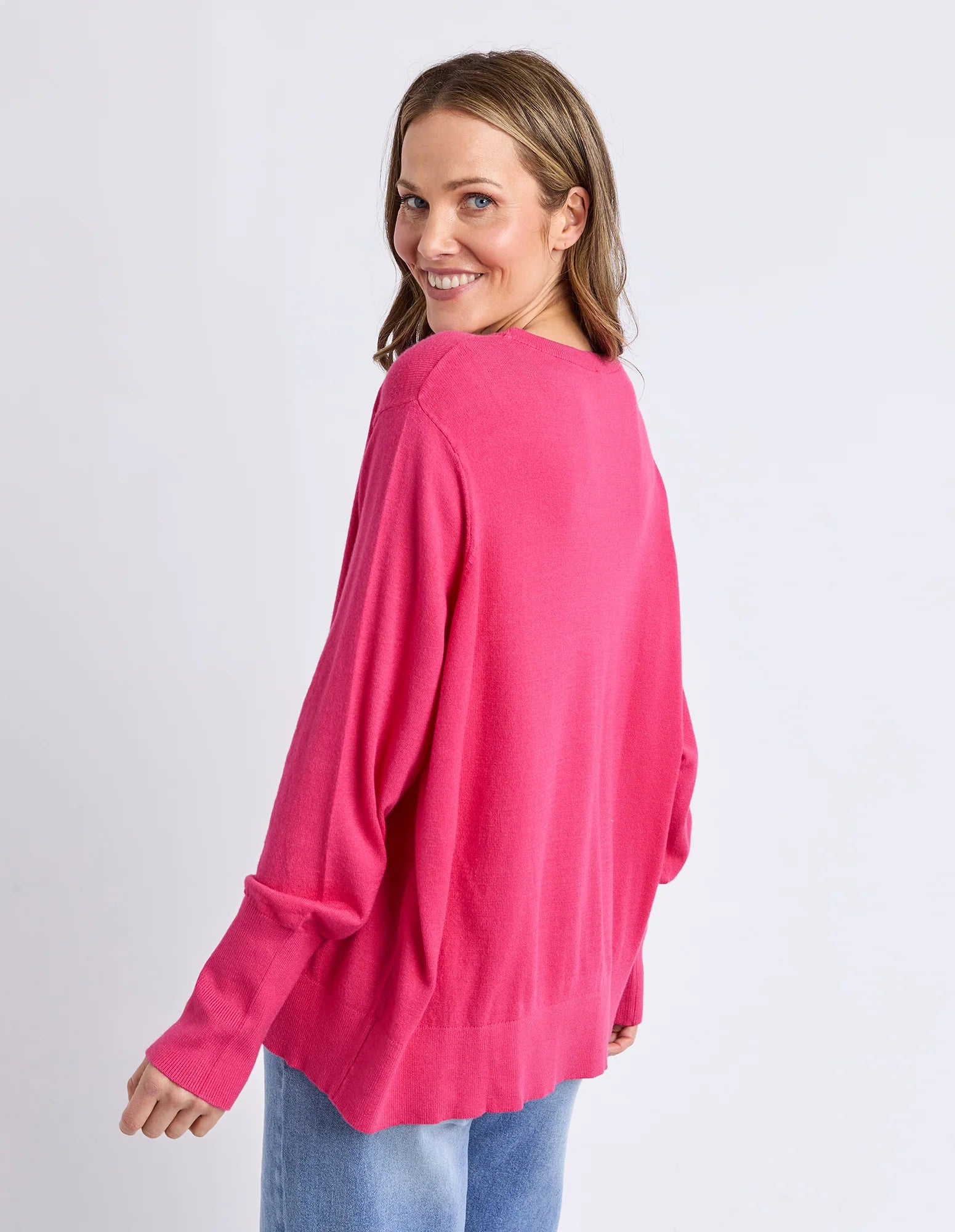 ELM Sunny Long Sleeve Knit Top Hot Pink 8177038.HPNK