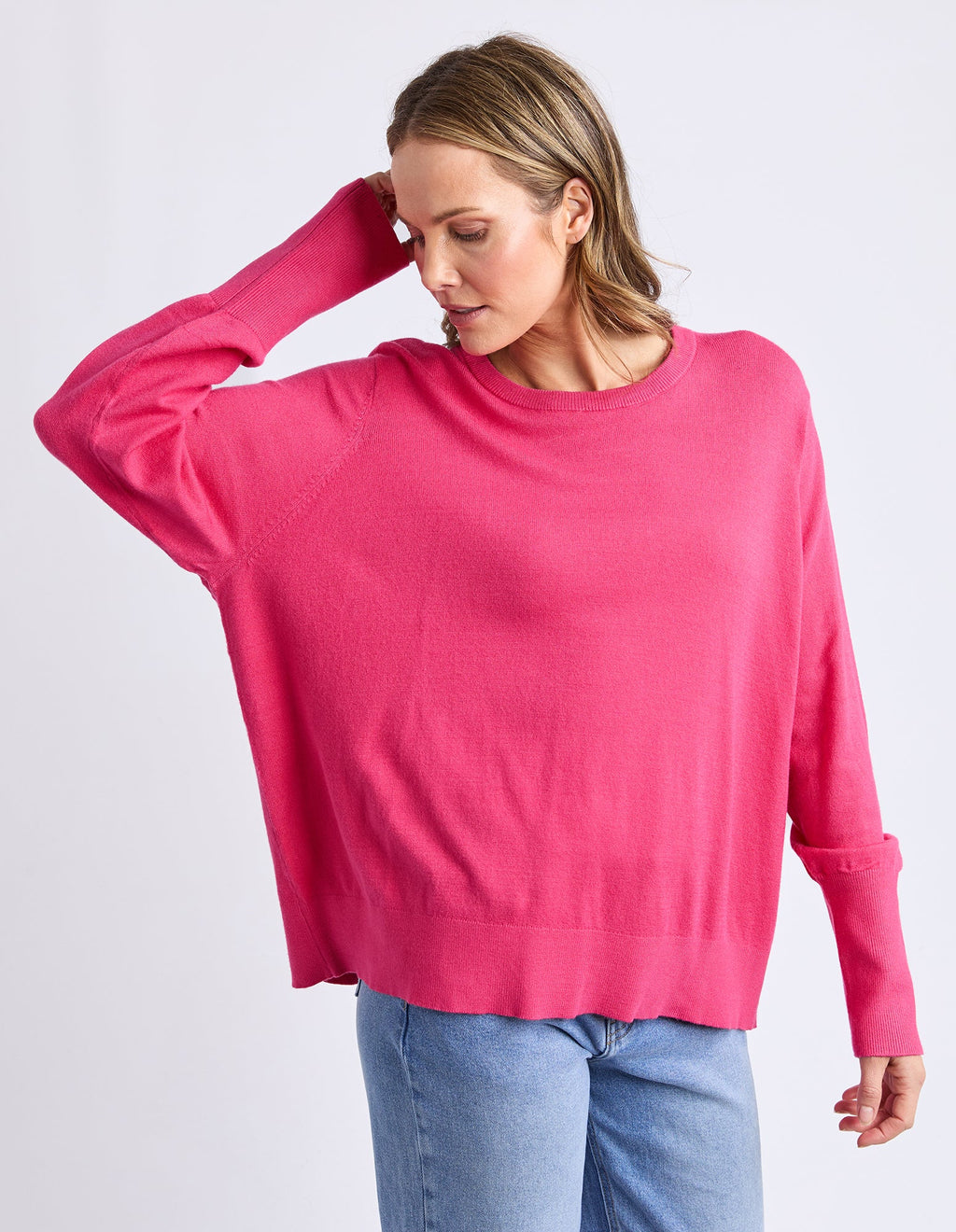 ELM Sunny Long Sleeve Knit Top Hot Pink 8177038.HPNK