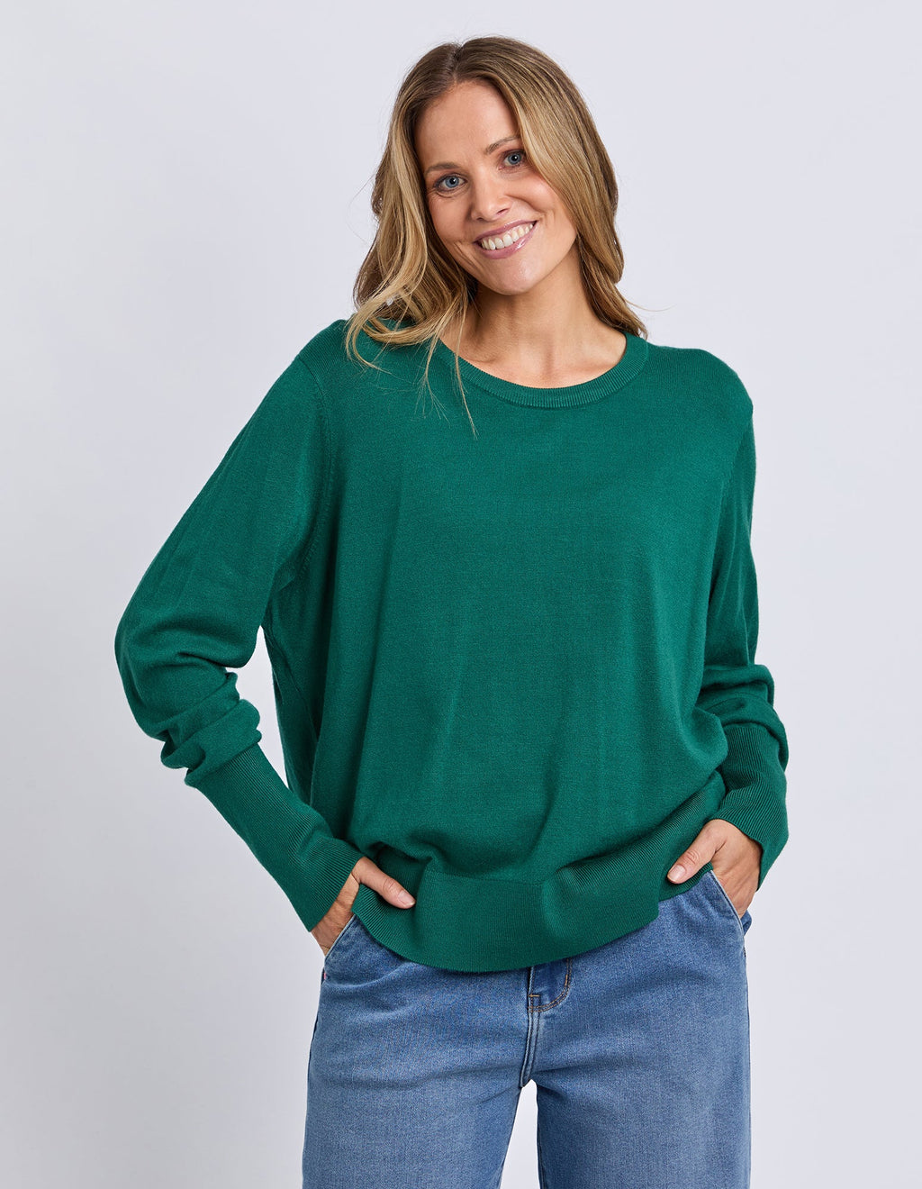 ELM Sunny Long Sleeve Knit Top Turquoise 8177038.TURQ