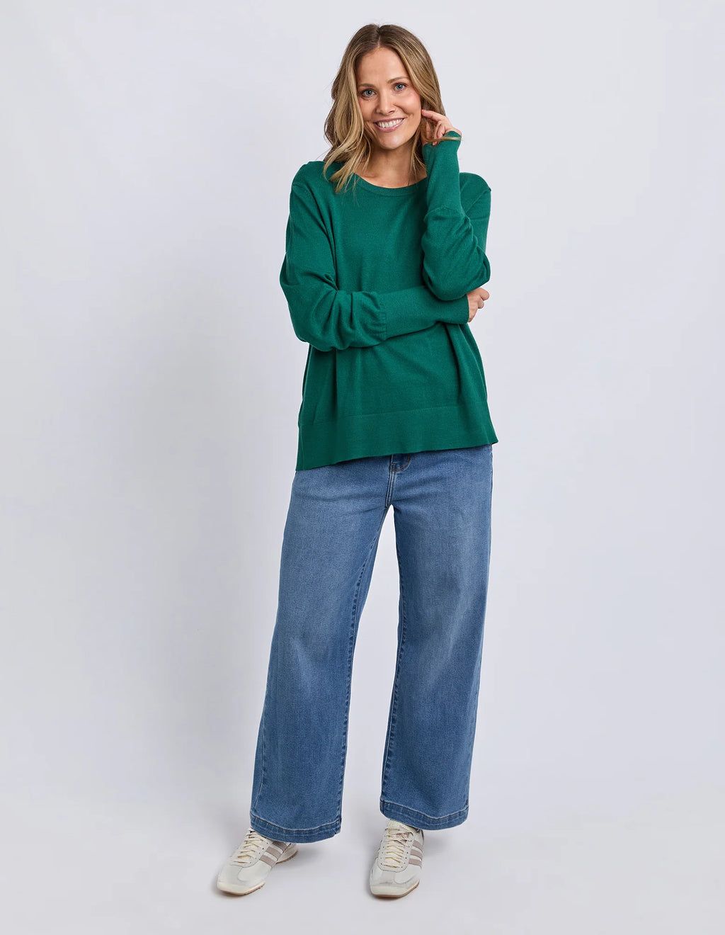 ELM Sunny Long Sleeve Knit Top Turquoise 8177038.TURQ