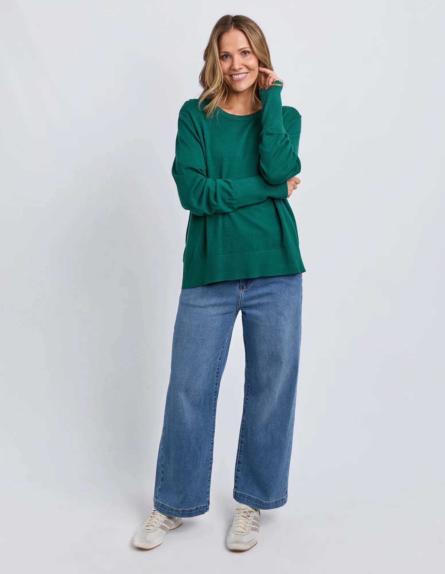 ELM Sunny Long Sleeve Knit Top Turquoise 8177038.TURQ
