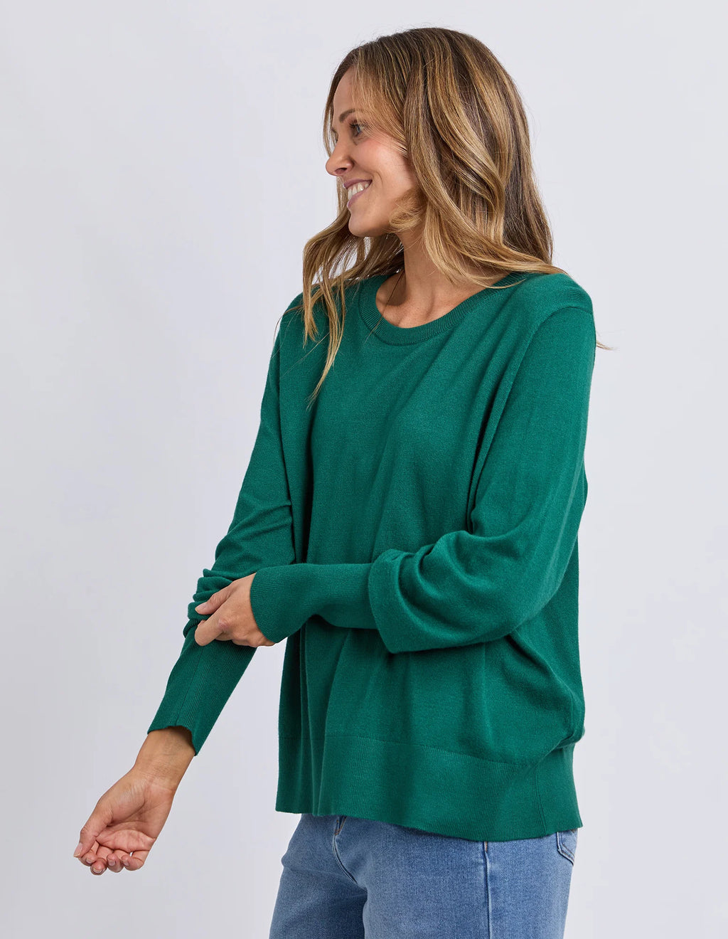ELM Sunny Long Sleeve Knit Top Turquoise 8177038.TURQ