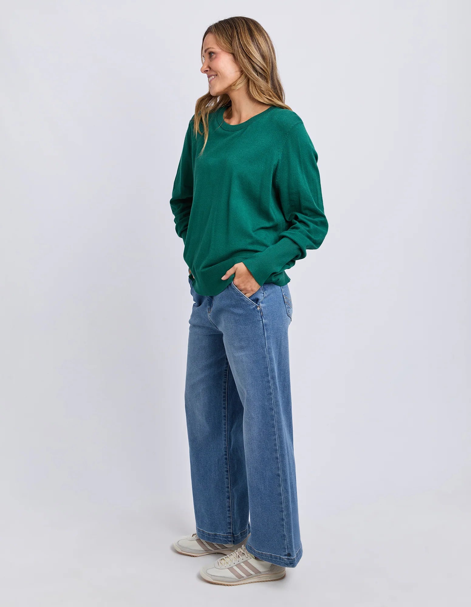 ELM Sunny Long Sleeve Knit Top Turquoise 8177038.TURQ